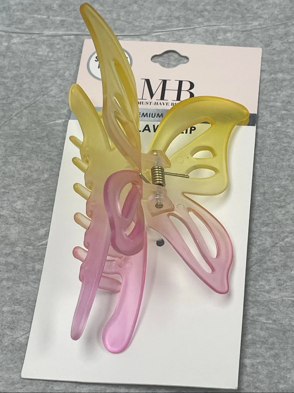 Ombre Butterfly Hair Claw Clip - Yellow & Pink